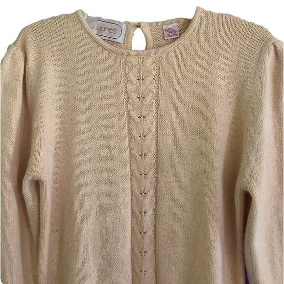 JJ Jones Silk Angora Wool Sweater Womens Sz M VTG Pastel Peach Feminine Romantic - Picture 3 of 12